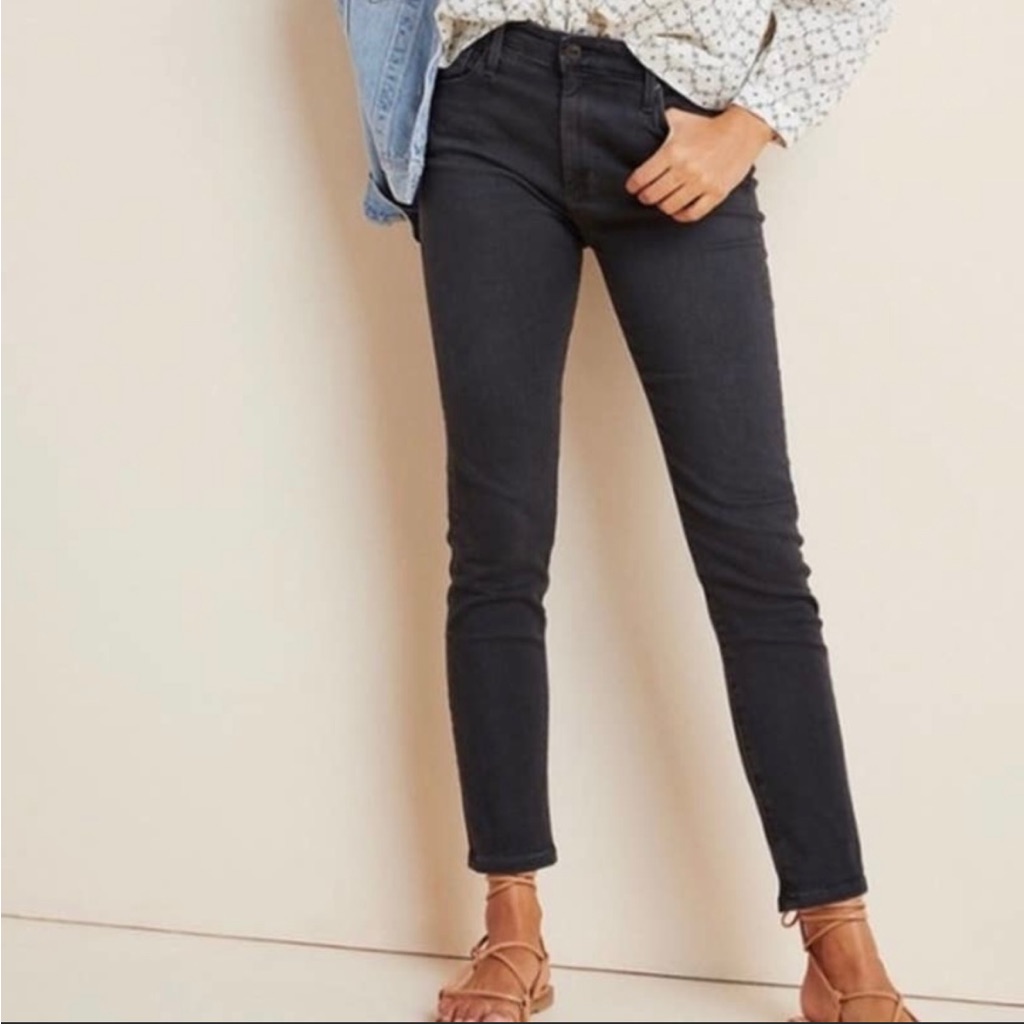 Ag The Stevie Slim Straight Skinny Jeans In Dark Gray